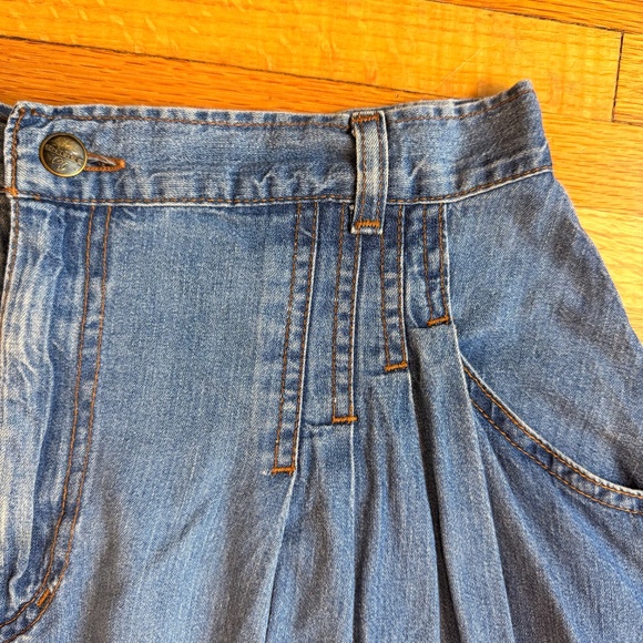 Vintage 80s High-Waisted Midi Denim Skirt – Full A-Line - Picture 3 of 7